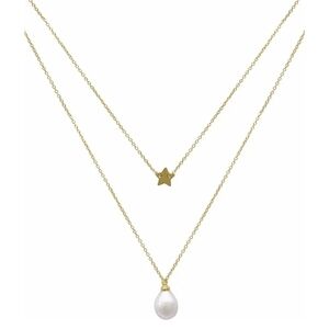 14K Gold Plated Star & Baroque Pearl Layered Necklace